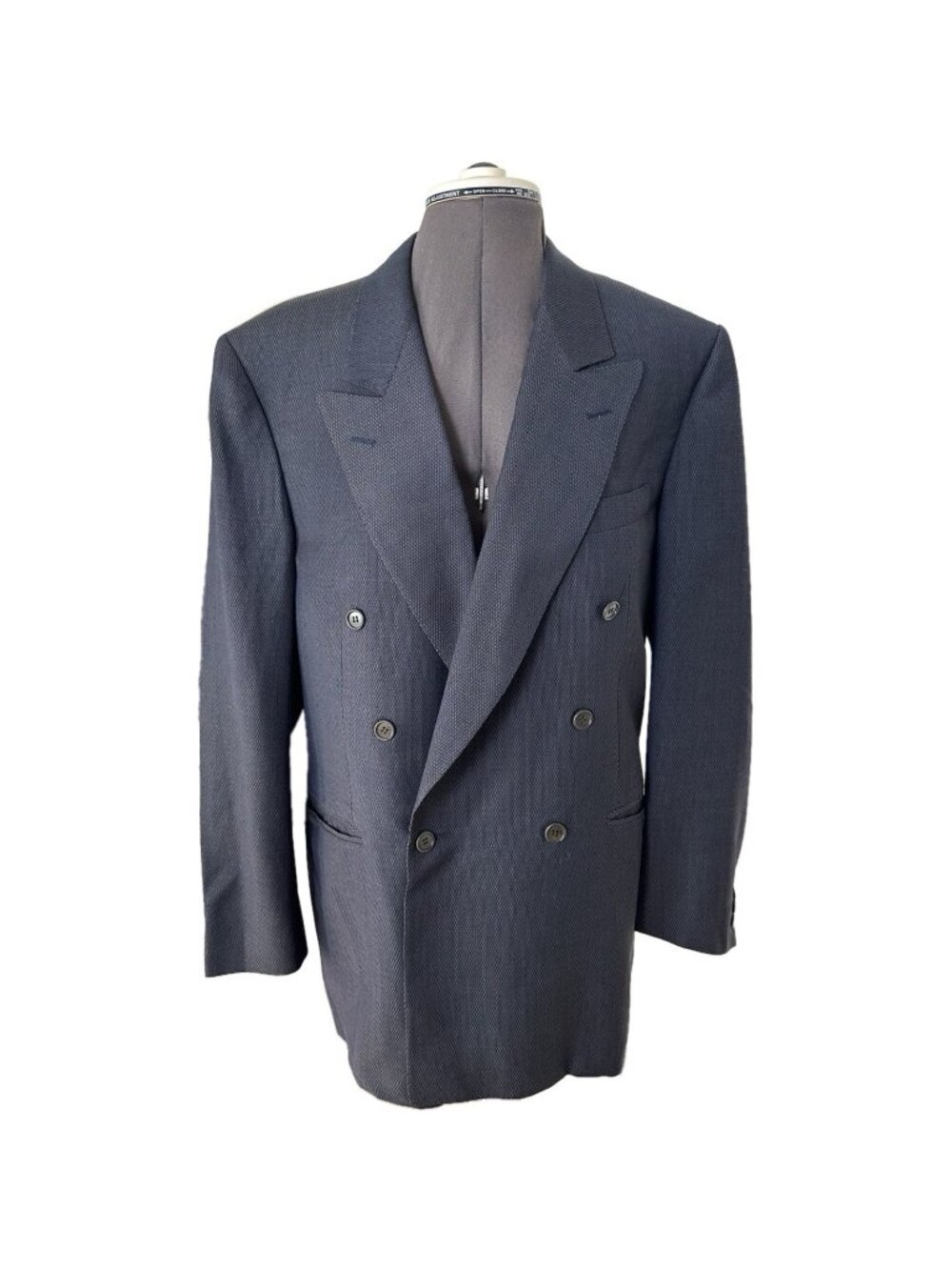 Canali Double Breasted Blazer Coat Men’s EU 50 US 40 Black Blue 100% Wool Italy